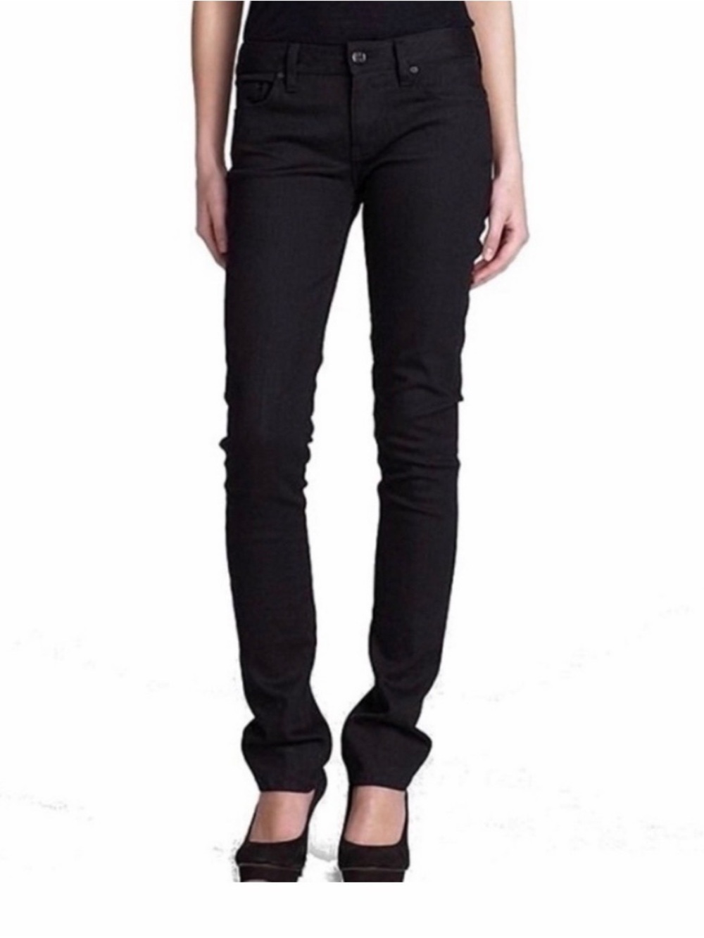 Tory Burch Black Super Skinny Jeans with Orange Stitching